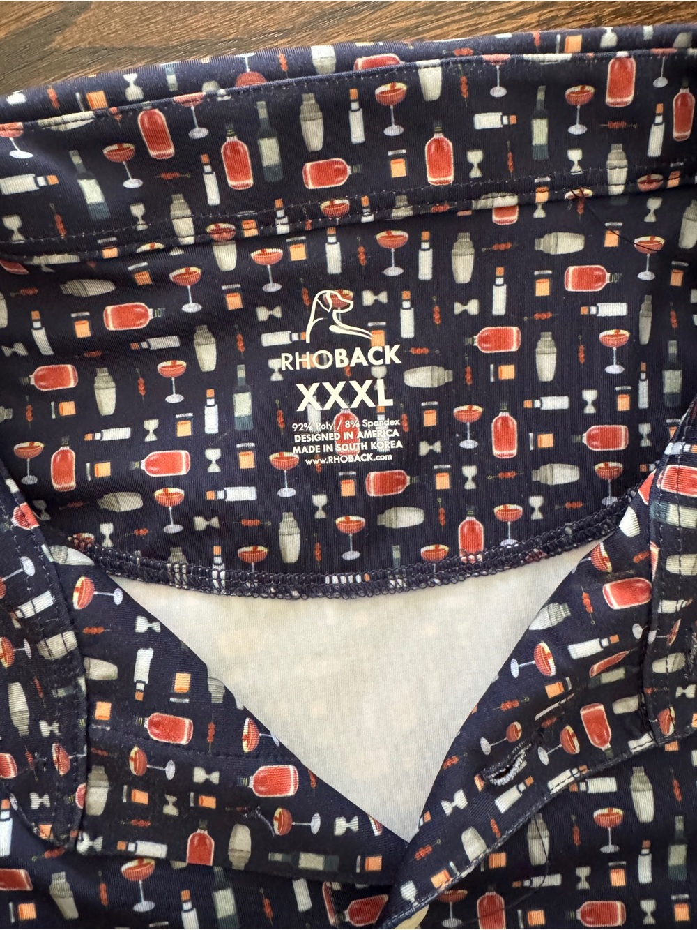 Men's Navy rhoback cocktail Patterned Short-Sleeve golf Shirt - Picture 5 of 5